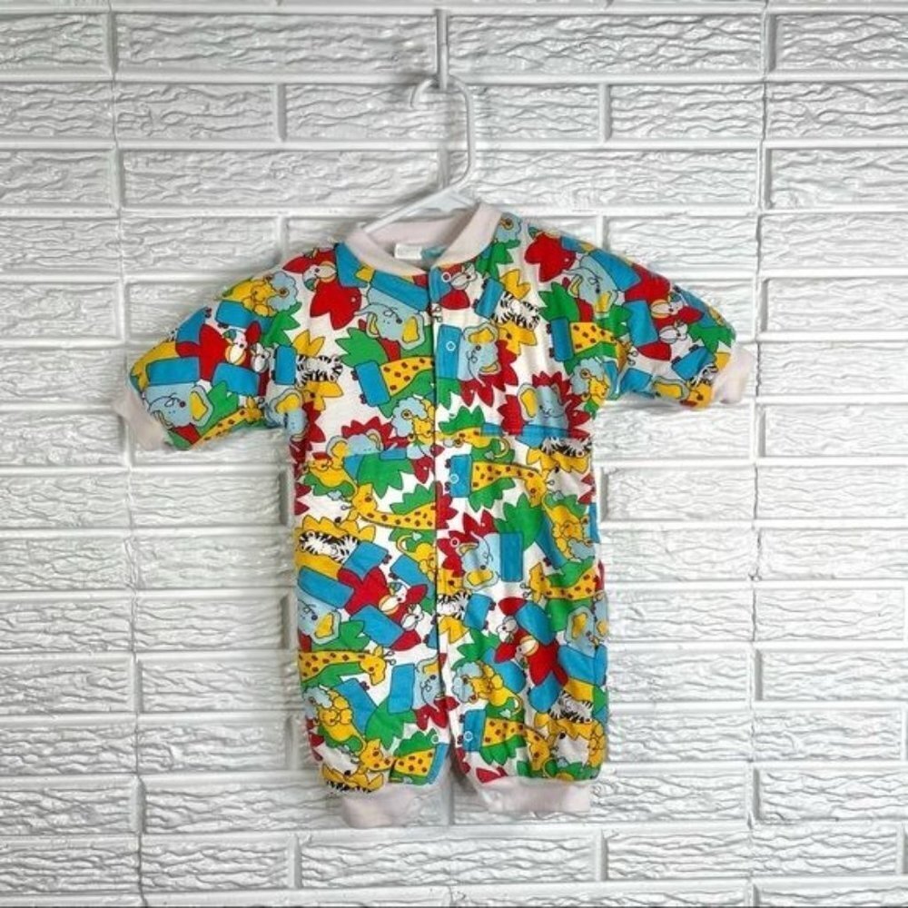 Vintage Bright Future Safari Animal Baby One Piece Size 12 Months